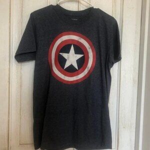 Men's Marvel Captain America Logo T-shirt Blue Size Medium Short Sleeve